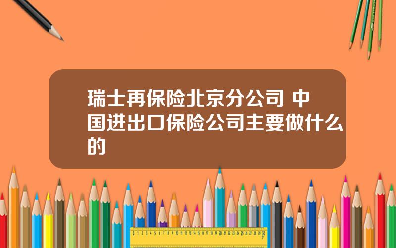 瑞士再保险北京分公司 中国进出口保险公司主要做什么的